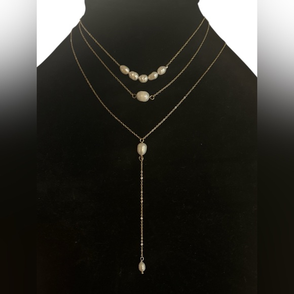 RAMLA Three Piece FRESHWATER PEARL Stacking Necklace Set - NIB - $80 Retail - Picture 1 of 3